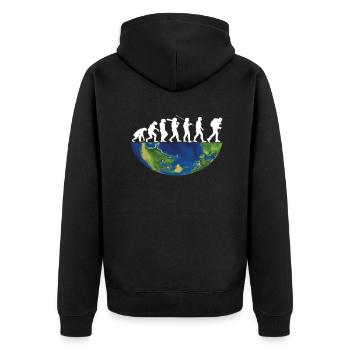 Wandern Zubehör Wanderer Motiv - Unisex Premium Bio Zip Hoodie - Schwarz - Hinten - Nico (187cm)