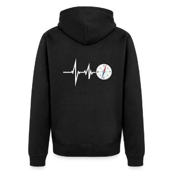 Wandern Zubehör Wanderer Motiv - Unisex Premium Bio Zip Hoodie - Schwarz - Hinten - Nico (187cm)