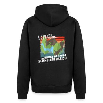 Hiking Accessories Wanderer Motif - Unisex Premium Organic Zip Hoodie - black - Back - Nico (187cm)