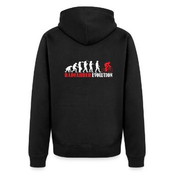 Fahrrad Zubehör Radfahrer Motiv - Unisex Premium Bio Zip Hoodie - Schwarz - Hinten - Nico (187cm)