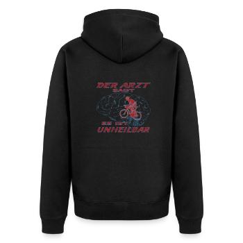 Fahrrad Zubehör Radfahrer Motiv - Unisex Premium Bio Zip Hoodie - Schwarz - Hinten - Nico (187cm)