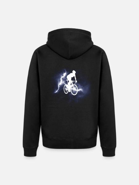 Fahrrad Zubehör Radfahrer Motiv - Premium økologisk unisex-hættejakke - sort