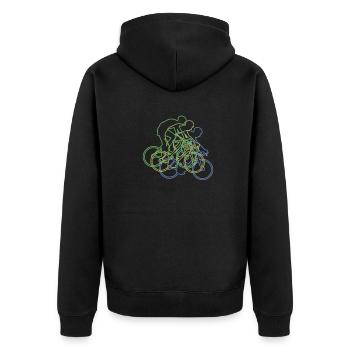 Bicycle Accessories Cyclist Motif - Unisex Premium Organic Zip Hoodie - black - Back - Nico (187cm)