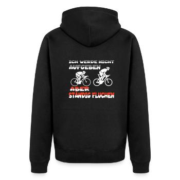 Fahrrad Zubehör Radfahrer Motiv - Unisex Premium Bio Zip Hoodie - Schwarz - Hinten - Nico (187cm)
