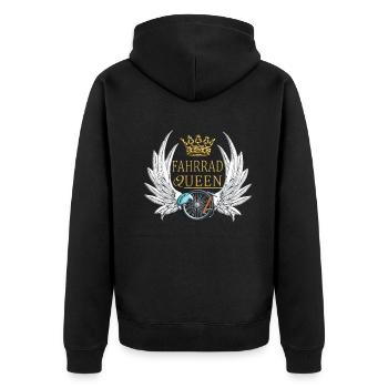 Fahrrad Zubehör Radfahrer Motiv - Unisex Premium Bio Zip Hoodie - Schwarz - Hinten - Nico (187cm)