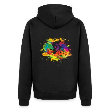 Bicycle Accessories Cyclist Motif - Unisex Premium Organic Zip Hoodie - black - Back - Nico (187cm)