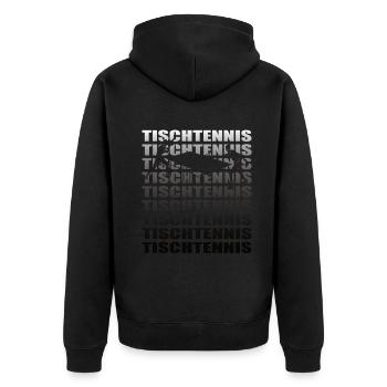 Tischtennis Zubehör Pingpong Motiv - Unisex Premium Bio Zip Hoodie - Schwarz - Hinten - Nico (187cm)
