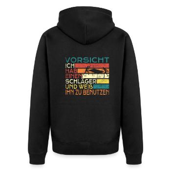 Tischtennis Zubehör Pingpong Motiv - Unisex Premium Bio Zip Hoodie - Schwarz - Hinten - Nico (187cm)