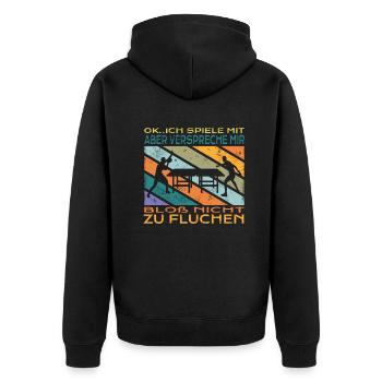 Tischtennis Zubehör Pingpong Motiv - Unisex Premium Bio Zip Hoodie - Schwarz - Hinten - Nico (187cm)