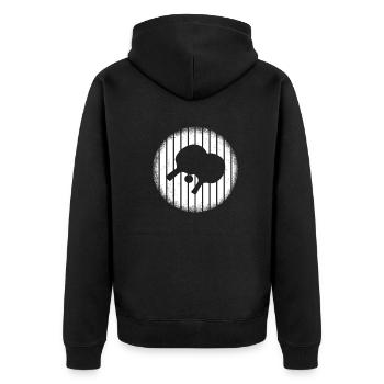 Tischtennis Zubehör Pingpong Motiv - Unisex Premium Bio Zip Hoodie - Schwarz - Hinten - Nico (187cm)