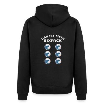 Handball Zubehör handballer Motiv - Unisex Premium Bio Zip Hoodie - Schwarz - Hinten - Nico (187cm)