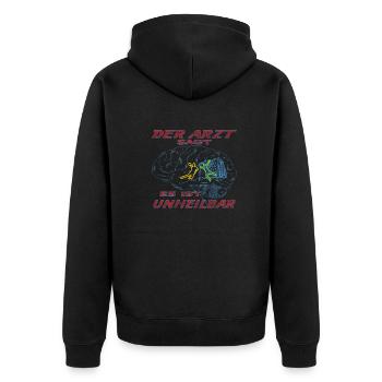 Handball Zubehör handballer Motiv - Unisex Premium Bio Zip Hoodie - Schwarz - Hinten - Nico (187cm)