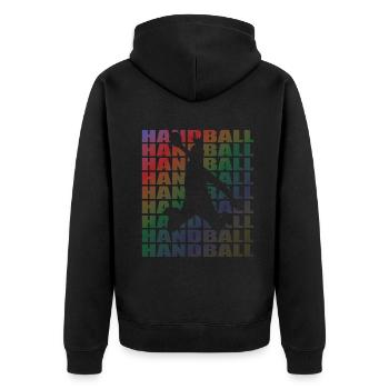 Handball Zubehör handballer Motiv - Unisex Premium Bio Zip Hoodie - Schwarz - Hinten - Nico (187cm)