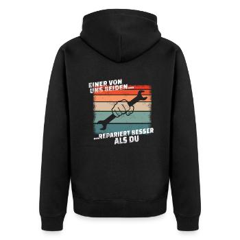 DIY Gift Idea Craftsmen - Unisex Premium Organic Zip Hoodie - black - Back - Nico (187cm)