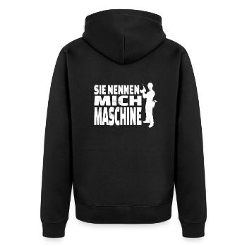Heimwerker Geschenkidee Handwerker - Unisex Premium Bio Zip Hoodie - Schwarz - Hinten - Nico (187cm)
