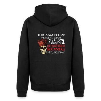 Heimwerker Geschenkidee Handwerker - Unisex Premium Bio Zip Hoodie - Schwarz - Hinten - Nico (187cm)