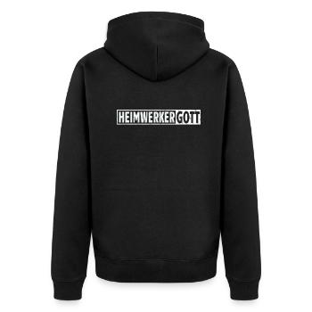 Heimwerker Geschenkidee Handwerker - Unisex Premium Bio Zip Hoodie - Schwarz - Hinten - Nico (187cm)