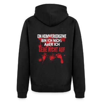 Heimwerker Geschenkidee Handwerker - Unisex Premium Bio Zip Hoodie - Schwarz - Hinten - Nico (187cm)