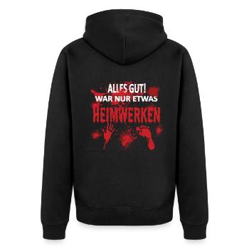 Heimwerker Geschenkidee Handwerker - Unisex Premium Bio Zip Hoodie - Schwarz - Hinten - Nico (187cm)