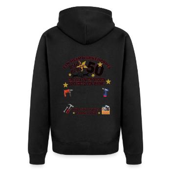 Heimwerker Geschenkidee Handwerker - Unisex Premium Bio Zip Hoodie - Schwarz - Hinten - Nico (187cm)