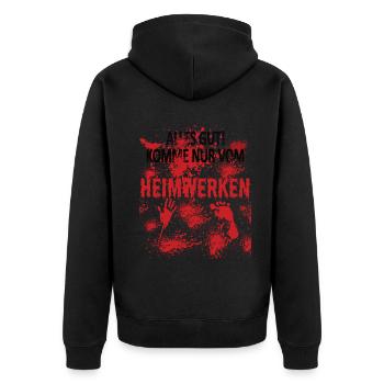 Heimwerker Geschenkidee Handwerker - Unisex Premium Bio Zip Hoodie - Schwarz - Hinten - Nico (187cm)