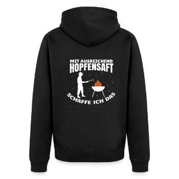 Grillen und Camper Geschenkidee - Unisex Premium Bio Zip Hoodie - Schwarz - Hinten - Nico (187cm)