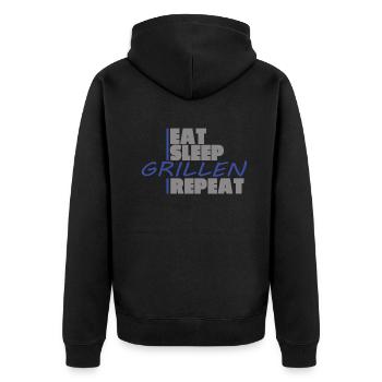 Grillen und Camper Geschenkidee - Unisex Premium Bio Zip Hoodie - Schwarz - Hinten - Nico (187cm)
