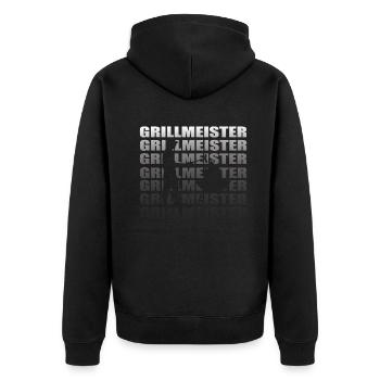 Grillen und Camper Geschenkidee - Unisex Premium Bio Zip Hoodie - Schwarz - Hinten - Nico (187cm)
