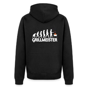 Grillen und Camper Geschenkidee - Unisex Premium Bio Zip Hoodie - Schwarz - Hinten - Nico (187cm)