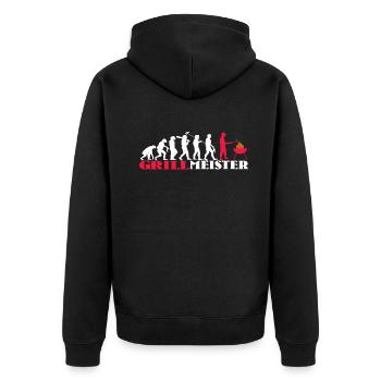 Grillen und Camper Geschenkidee - Unisex Premium Bio Zip Hoodie - Schwarz - Hinten - Nico (187cm)