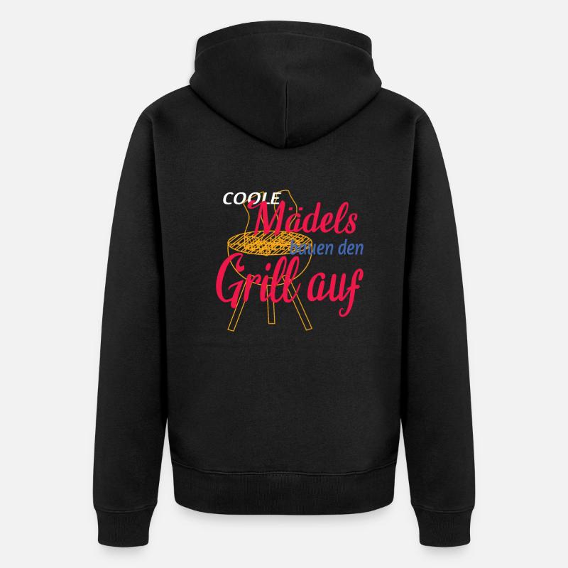 Grillen und Camper Geschenkidee - Unisex Premium Bio Zip Hoodie - Schwarz