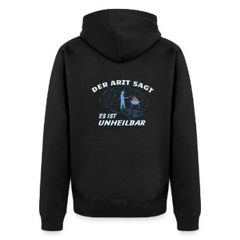 Grillen und Camper Geschenkidee - Unisex Premium Bio Zip Hoodie - Schwarz - Hinten - Nico (187cm)