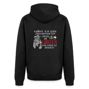 Grillen und Camper Geschenkidee - Unisex Premium Bio Zip Hoodie - Schwarz - Hinten - Nico (187cm)