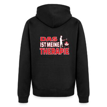 Grillen und Camper Geschenkidee - Unisex Premium Bio Zip Hoodie - Schwarz - Hinten - Nico (187cm)