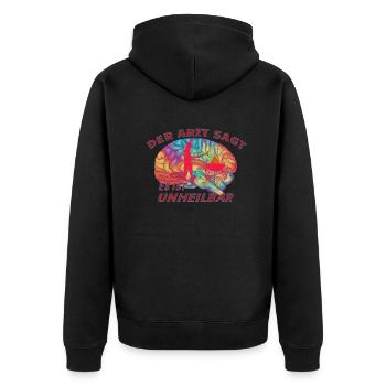 Grillen und Camper Geschenkidee - Unisex Premium Bio Zip Hoodie - Schwarz - Hinten - Nico (187cm)