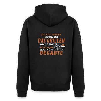Grillen und Camper Geschenkidee - Unisex Premium Bio Zip Hoodie - Schwarz - Hinten - Nico (187cm)
