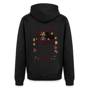 Grillen und Camper Geschenkidee - Unisex Premium Bio Zip Hoodie - Schwarz - Hinten - Nico (187cm)