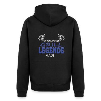 Grillen und Camper Geschenkidee - Unisex Premium Bio Zip Hoodie - Schwarz - Hinten - Nico (187cm)