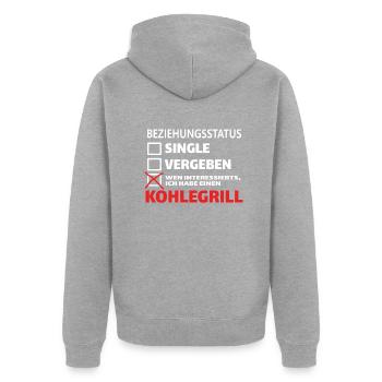 Grillen und Camper Geschenkidee - Unisex Premium Bio Zip Hoodie - Grau meliert - Hinten - Nico (187cm)