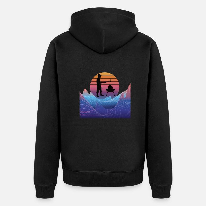 Grillen und Camper Geschenkidee - Unisex Premium Bio Zip Hoodie - Schwarz