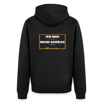 Lehrer Zubehör für deinen Humor - Unisex Premium Bio Zip Hoodie - Schwarz - Hinten - Nico (187cm)