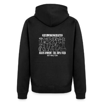 Lehrer Zubehör für deinen Humor - Unisex Premium Bio Zip Hoodie - Schwarz - Hinten - Nico (187cm)