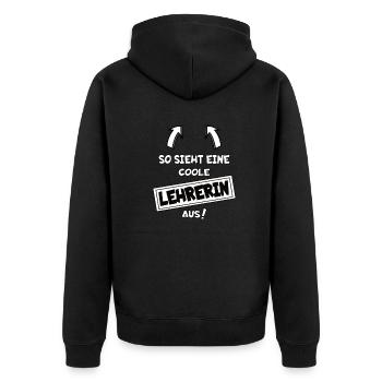 Lehrer Zubehör für deinen Humor - Unisex Premium Bio Zip Hoodie - Schwarz - Hinten - Nico (187cm)