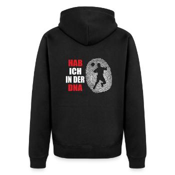 Fußballzubehör Geschenkidee Fußballfan - Unisex Premium Bio Zip Hoodie - Schwarz - Hinten - Nico (187cm)