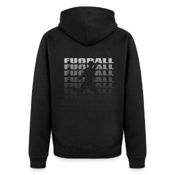 Fußballzubehör Geschenkidee Fußballfan - Unisex Premium Bio Zip Hoodie - Schwarz - Hinten - Nico (187cm)