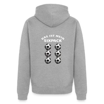 Fußballzubehör Geschenkidee Fußballfan - Unisex Premium Bio Zip Hoodie - Grau meliert - Hinten - Nico (187cm)