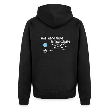 Fußballzubehör Geschenkidee Fußballfan - Unisex Premium Bio Zip Hoodie - Schwarz - Hinten - Nico (187cm)