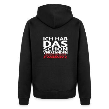 Fußballzubehör Geschenkidee Fußballfan - Unisex Premium Bio Zip Hoodie - Schwarz - Hinten - Nico (187cm)