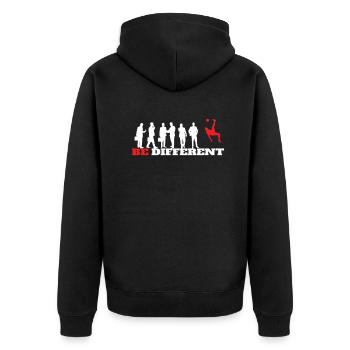Fußballzubehör Geschenkidee Fußballfan - Unisex Premium Bio Zip Hoodie - Schwarz - Hinten - Nico (187cm)