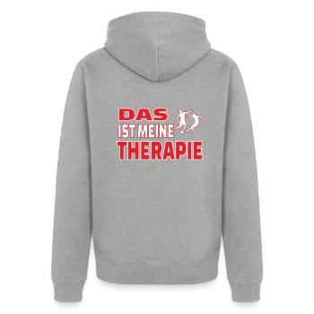 Fußballzubehör Geschenkidee Fußballfan - Unisex Premium Bio Zip Hoodie - Grau meliert - Hinten - Nico (187cm)
